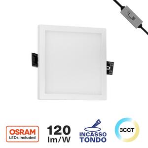 Pannello LED 8W da incasso Quadrato, Foro Tondo Ø75mm OSRAM LED, CCT Colore Bianco Variabile CCT