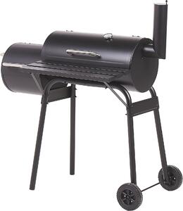 BELIANI Charcoal BBQ Grill Coperchio in ferro nero Girarrosto Griglia per affumicatore