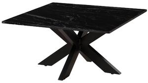 MASSIVMOEBEL24 | Tavolino da salotto in marmo nero - gambe incrociate in ferro nero 137x137 BARCELONA #416