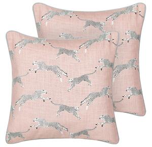 Set di 2 cuscini sparsi in cotone rosa 45 x 45 cm Motivo ghepardo stampato Beliani