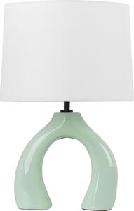 BELIANI Lampada da tavolo verde Vetroceramica poliestere cotone paralume a forma di fusto base semicircolare design minimalista