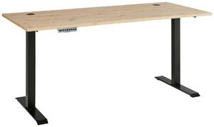 Scrivania - L 160 cm - Finitura rovere Artisan - Nero - Struttura in metallo - Regolabile in altezza elettricamente