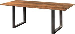 MASSIVMOEBEL24 | Tavolo da pranzo in legno di acacia e resina epossidica nera 200x100x76 laccato natur / gambe a U antracite lucido EPOXY