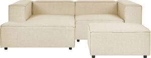 BELIANI Divano componibile con rivestimento in lino beige 2 posti con tabouret Set di divani angolari in stile moderno con lato destro
