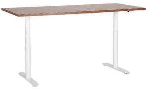 BELIANI Scrivania regolabile in altezza piano in legno scuro struttura in acciaio bianco 180 x 80 cm regolazione elettrica in altezza ufficio moderno