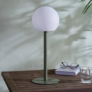 Lindby Lampada da tavolo LED Eleia, verde, metallo, batteria ricaricabile