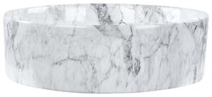 BELIANI Lavabo da bagno da appoggio in Vetroceramica bianca rotondo ⌀ 40 cm look marmo bagno moderno