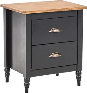 BELIANI Comodino in legno di pino marrone e nero, 2 cassetti, spazio contenitivo, stile retrò, camera da letto