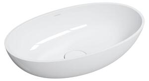 Omnires SHELL M+ SHELLUNBP Lavabo da appoggio 60x35cm, marmo composito, bianco lucido