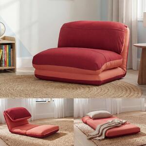 MCW-E68 poltrona letto, divano letto, poltrona funzionale, poltrona pieghevole, poltrona reclinabile, tessuto/tessuto ~ arancione/rosso scuro
