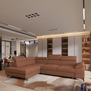 Divano angolare Masseno FAVIEN L-S con funzione letto a L, divano con box letto, divano da soggiorno, divano, divano letto, set di divani - arancione, QUELLE 54