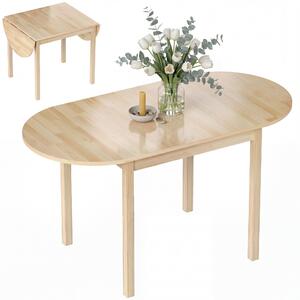 HOMCOM Tavolo da pranzo in legno pieghevole per 6 persone, legno naturale