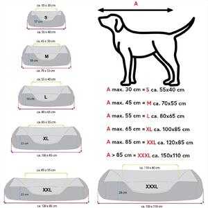 Letto per cani MIMI Divano per cani in cordura, cuscino in microfibra per cani in velluto, SAND-DOG (marrone/fantasia),(M) circa 70x55x18cm