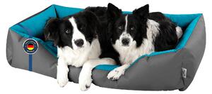 Lettino per cani BedDog LUPI, divanetto per cani, cuscino lavabile, BLUE-ROCK (grigio/blu), (XXL) ca. 120x85x23 cm
