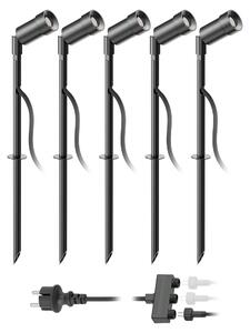 Ledscom.de: Faretto da giardino a LED Spico, nero, con picchetto da terra per uso esterno, grado di protezione IP44, 105 lm, luce bianco caldo, set da 5 pezzi – Modello: Spico / Colore: Nero / Temperatura di colore: Bianco caldo
