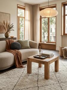 Tavolino in legno massello di acacia, larghezza 60 cm Tavolino da salotto design marrone Stile country Tavolino naturale