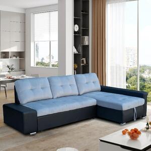Divano angolare con contenitore e funzione letto con rivestimento in velluto, ca. 243 x 151 x 89 cm