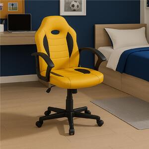 Sedia da scrivania Junior regolabile in altezza, sedia girevole ergonomica gialla