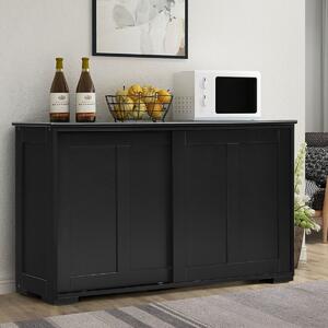 Costway Armadietto da cucina a due porte scorrevoli, Mobiletto in legno per bagno 106,7x33x60cm Nero
