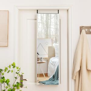 Costway Specchio sopra la porta con cornice in alluminio vetro antigraffio, Specchio da appendere o da parete Argento