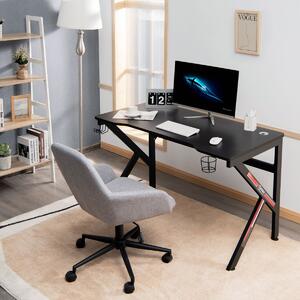 Costway Scrivania da gaming a forma di K con porta bicchiere gancio per cuffie, Tavolo computer in stile gara Nero