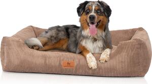 Cuccia per cani Knuffelwuff in velluto a coste con carattere intrecciato a mano Olivia XL 105 x 75 cm Marrone