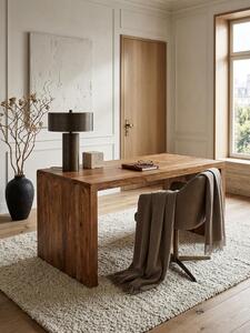 Scrivania BOHA in legno massello Sheesham Scrivania per computer Larghezza 140 cm Design in vero legno Ripiano Scrivania da ufficio Stile country Mobili da ufficio Arredamento moderno per ufficio