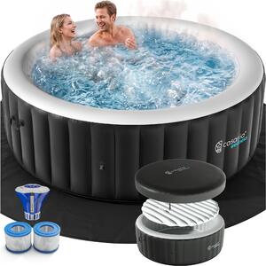 CASARIA Piscina Idromassaggio Gonfiabile Rotonda Ø200 cm 4 Persone Vasca SPA Esterna Interna 140 Getti Protezione Antigelo con Filtro Accessori