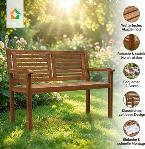 Panchina da giardino a due posti in legno di acacia, ca. 118 x 58 x 89 cm - Marrone