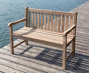 Panchina stabile Panchina da giardino Picadelly 120 cm in teak premium con braccioli