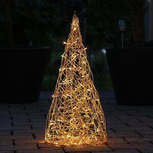 Lampada da giardino a LED 3D a forma di cono - 70 cm, realizzata in filo metallico - 100 LED bianco caldo - per uso esterno - filo dorato
