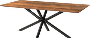 MASSIVMOEBEL24 | Tavolo da pranzo in legno di acacia e resina epossidica nera 220x100x74 laccato natur / gambe incrociate tonde antracite matt EPOXY