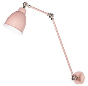 Lampada da parete moderna rosa pastello da lettura a braccio lungo in metallo bianco dal design moderno Beliani