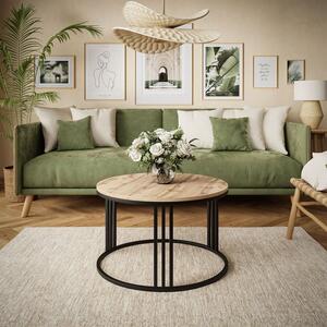 Tavolino rotondo LORI LOFT, nero / rovere Wotan