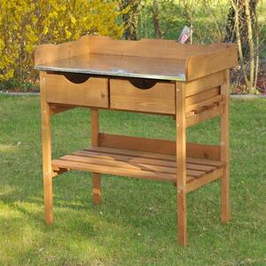Tavolo da lavoro per giardinaggio, in legno, colore marrone, dimensioni 80x45x86 cm