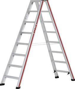 Scaletta Hymer, accesso bilaterale, 2x8 gradini, altezza di abbassamento 1,80 m, altezza di sbraccio 3,37 m, peso 10,8 kg