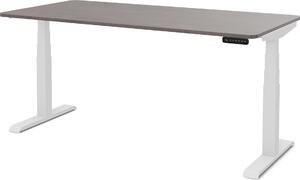 Scrivania per famiglie ASSMANN regolabile elettricamente in altezza Pitino in cemento a vista bianco antracite, 160x80cm, funzione memoria, motorizzazione a 2 ripiani