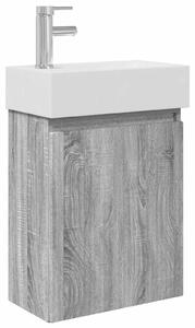 Mobile bagno con rubinetto Sonoma grigio 45,5 x 22,5 x 84 cm