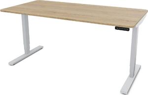 ASSMANN Scrivania elettrica regolabile in altezza Y-Line Curved Rovere Natura Alluminio bianco, 160x70 cm, funzione memoria, doppio motore