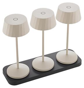 Lampada da tavolo a batteria Facetta, color sabbia, set da 3, 1,3W, tecnologia FlexMood, temperatura di colore 2200/2700K, grado di protezione IP44, luminosità 150/135 lumen, indice di resa cromatica Ra80, connettività USB-C