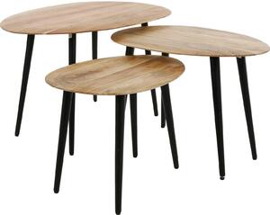 Set di 3 tavolini Auranne in acacia massiccia