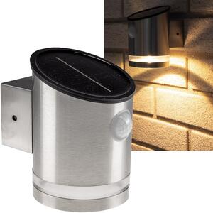 Applique solare a LED con rilevatore di movimento PIR, IP44, acciaio inox