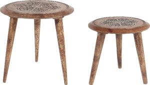 BELIANI Set di 2 tavolini da caffè in legno di mango scuro Tavolino decorativo per il soggiorno di piccole dimensioni Design orientale