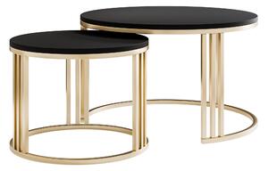 Tavolino rotondo 2in1 LORI MAT oro spazzolato, nero opaco