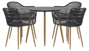 Set da pranzo Endorphin Anafi – 5 pezzi, mobili da giardino, nero-grigio scuro