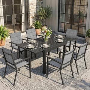 Set da pranzo per esterni in alluminio Avestar, composto da 7 pezzi