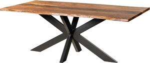 MASSIVMOEBEL24 | Tavolo da pranzo in legno di acacia e resina epossidica nera 240x100x74 laccato natur / gambe incrociate antracite matt EPOXY