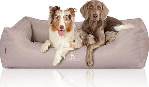 Cuccia ortopedica per cani Luisa in velluto con carattere intrecciato a mano XXL beige