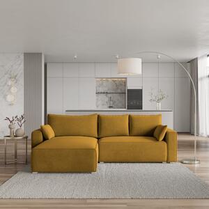 Divano angolare Masseno FORIL con funzione letto a L, divano con box letto, divano da soggiorno, divano, divano, divano letto, set di divani - giallo, MONOLITH 48