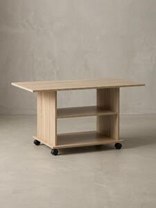 Tavolino design WL5.739 95 x 51 x 54,5 cm Sonoma Girevole con rotelle, tavolino da salotto Coffee Table, tavolino da divano Tavolino da salotto in legno, tavolino da caffè con spazio contenitivo